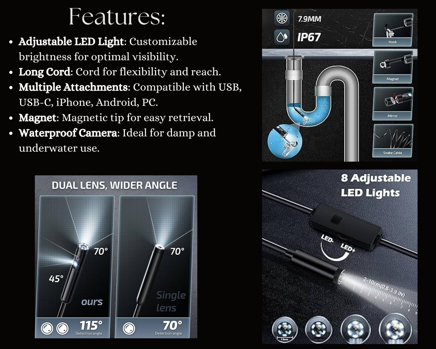 Illuminated Endoscope Camera